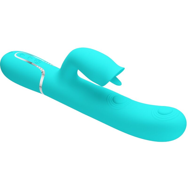 PRETTY LOVE - RABBIT VIBRATOR WITH LICKING AQUA GREEN - 4