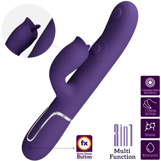 PRETTY LOVE - RABBIT VIBRATOR WITH LICKING PURPLE - 1