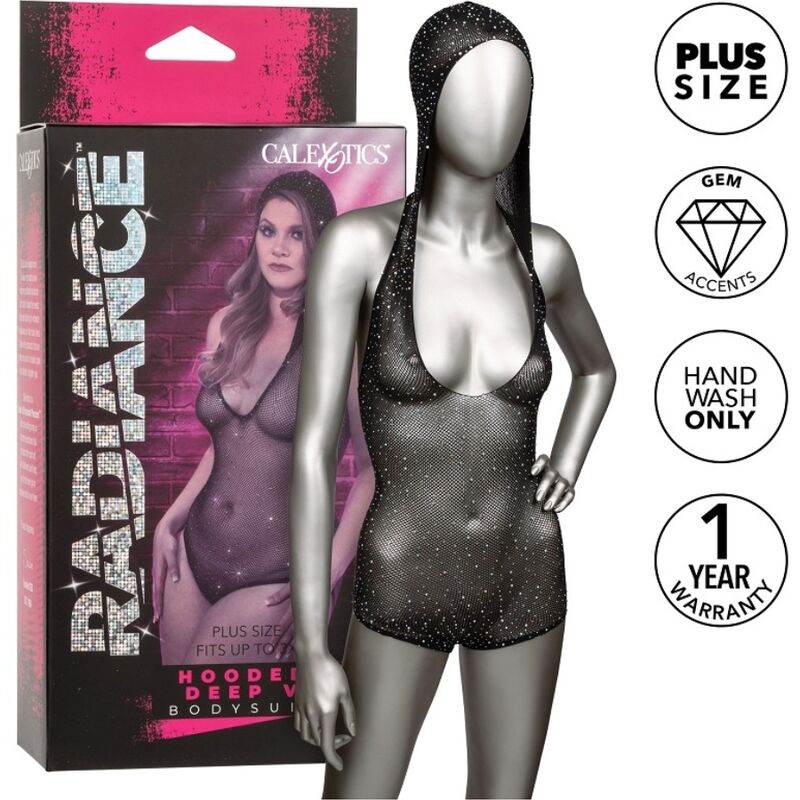 CALEXOTICS - RADIANCE HOODED DEEP V BODYSUIT PLUS SIZE - 2