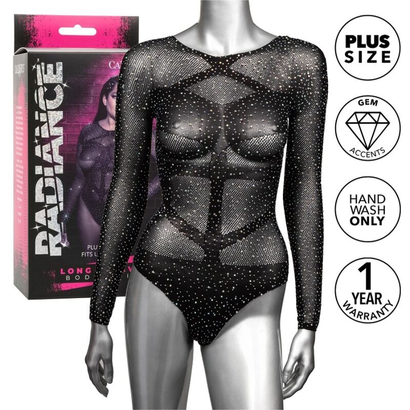 CALEXOTICS - RADIANCE LONG SLEEVE BODYSUIT RHINE PLUS SIZE - 4