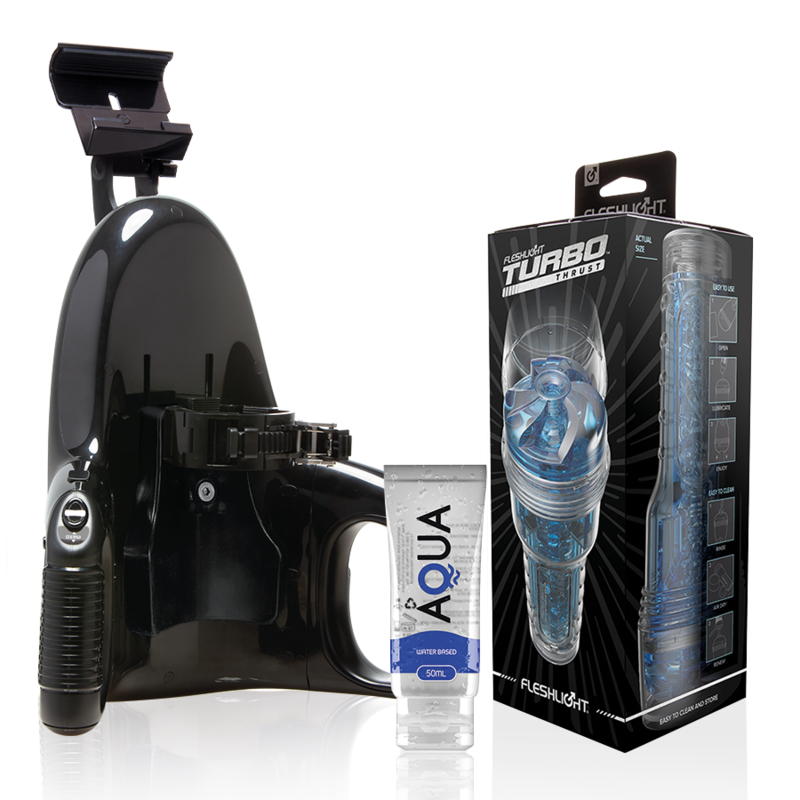 FLESHLIGHT - TURBO THRUST BLUE ICE + UNIVERSAL LAUNCH + AQUA QUALITY LUBRICANT 50 ML - 4