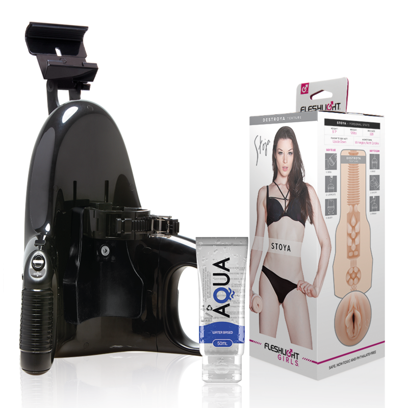 FLESHLIGHT - VAGINA STOYA DESTROYA + UNIVERSAL LAUNCH + AQUA QUALITY LUBRICANT 50 ML - 3