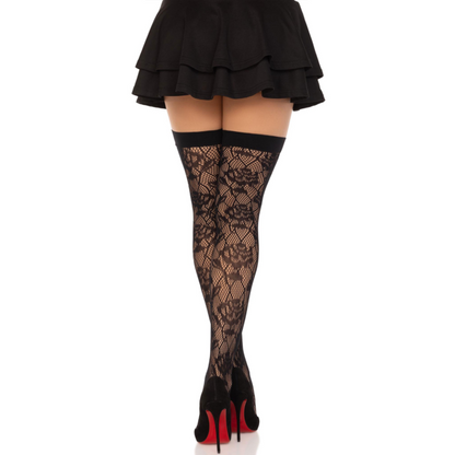 LEG AVENUE - WILD ROSES NET STOCKS BLACK - 2