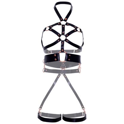LEG AVENUE - VEGAN BLACK LEATHER HARNESS L