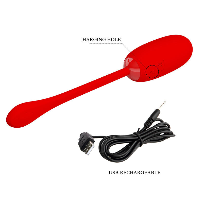 PRETTY LOVE - JULIUS WATERPROOF-RECHARGEABLE VIBRATING EGG RED - 8