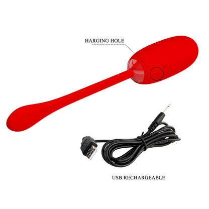 PRETTY LOVE - JULIUS WATERPROOF-RECHARGEABLE VIBRATING EGG RED - 8
