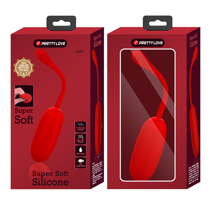 PRETTY LOVE - JULIUS WATERPROOF-RECHARGEABLE VIBRATING EGG RED - 9