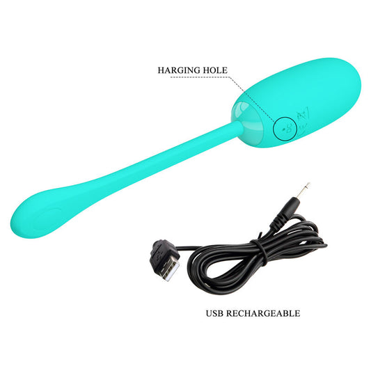 PRETTY LOVE - JULIUS WATERPROOF-RECHARGEABLE VIBRATING EGG AQUA GREEN - 1