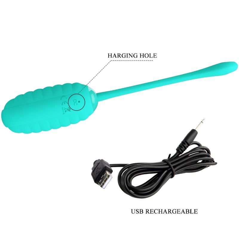 PRETTY LOVE - KIRK RECHARGEABLE VIBRATING EGG AQUA GREEN - 8