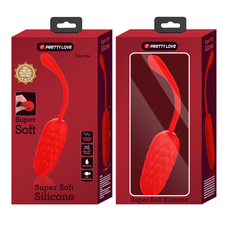 PRETTY LOVE - VIBRATING EGG WITH RED RECHARGEABLE MARINE TEXTURE - 4