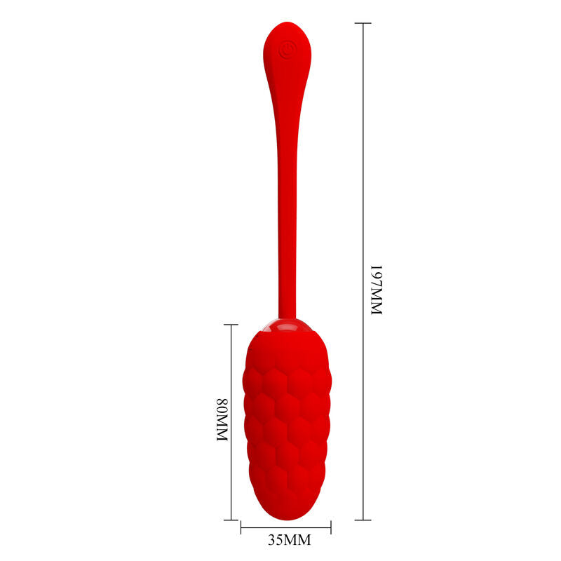 PRETTY LOVE - VIBRATING EGG WITH RED RECHARGEABLE MARINE TEXTURE - 3