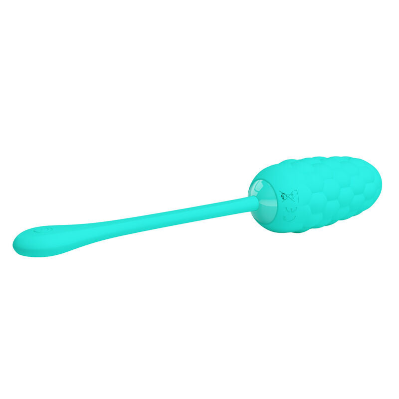 PRETTY LOVE - VIBRATING EGG WITH AQUA GREEN RECHARGEABLE MARINE TEXTURE - 8