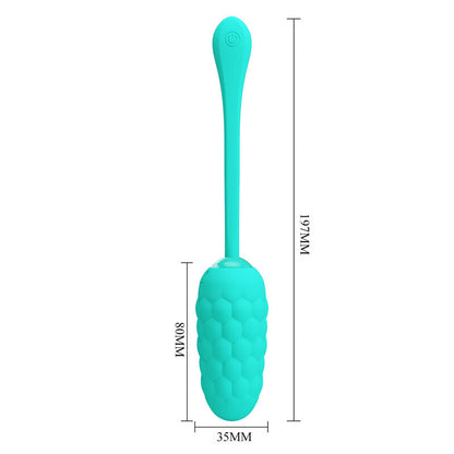 PRETTY LOVE - VIBRATING EGG WITH AQUA GREEN RECHARGEABLE MARINE TEXTURE - 5