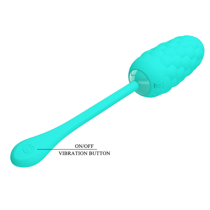 PRETTY LOVE - VIBRATING EGG WITH AQUA GREEN RECHARGEABLE MARINE TEXTURE - 4