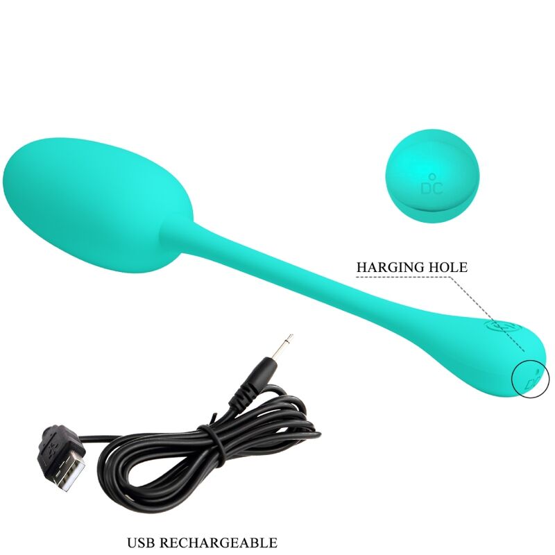 PRETTY LOVE - KNUCKER WATER GREEN RECHARGEABLE VIBRATING EGG - 6