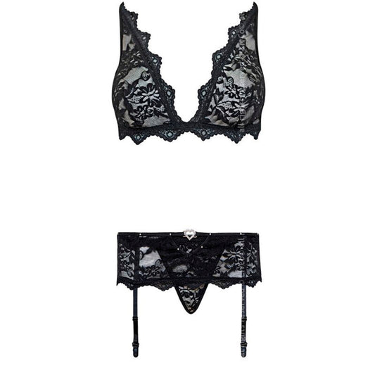 LIVCO CORSETTI FASHION - BELITA LC 90231 BRA + PANTY + GARTER BELT BLACK S/M - 1