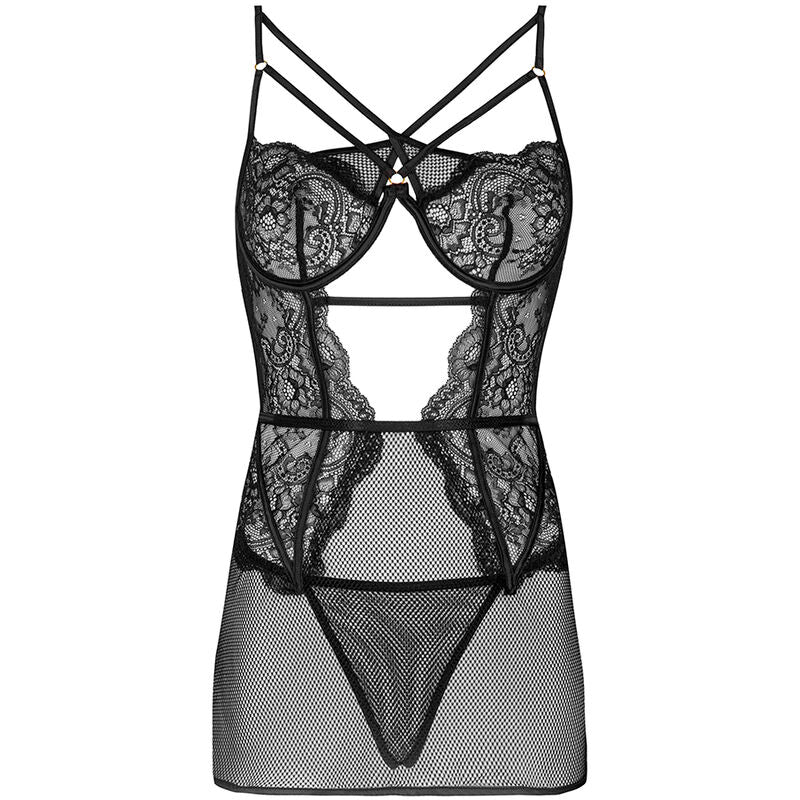 LIVCO CORSETTI FASHION - BARIRIN LC 90633 SHIRT + PANTY BLACK - S/M - 10