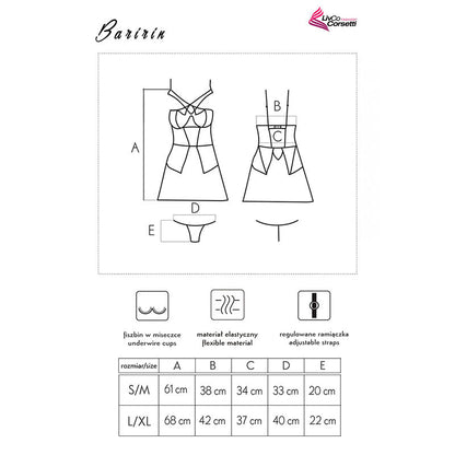 LIVCO CORSETTI FASHION - BARIRIN LC 90633 SHIRT + PANTY BLACK - S/M - 14