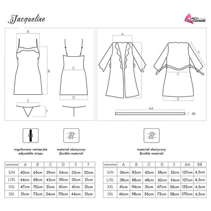 LIVCO CORSETTI FASHION - JACQUELINE LC 90249 VESTAGLIA + CAMICIA + PANTY NERO S/M