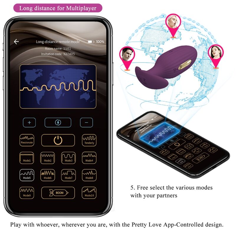 PRETTY LOVE - JEFFERSON APP CONTROLLED ANAL PLUG PURPLE - 4