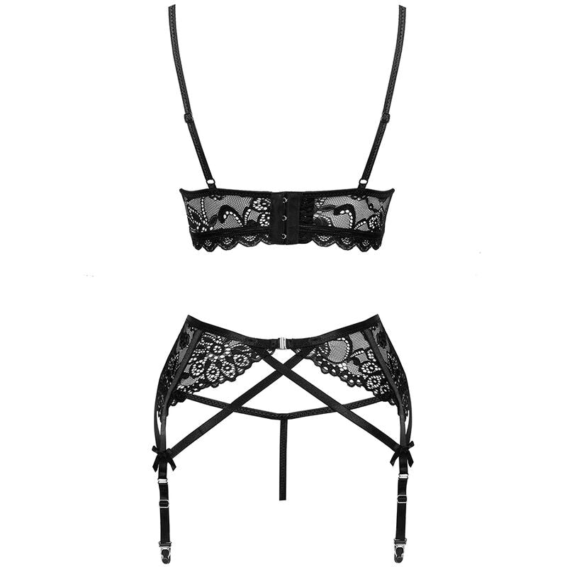 LIVCO CORSETTI FASHION - MORIDAM LC 90552 SUJETADOR + LIGUERO + CULOTTE NEGRO