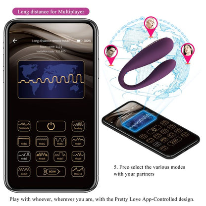 PRETTY LOVE - AUGUST REMOTE GLOBAL DOUBLE PLEASURE VIBRATOR - 10