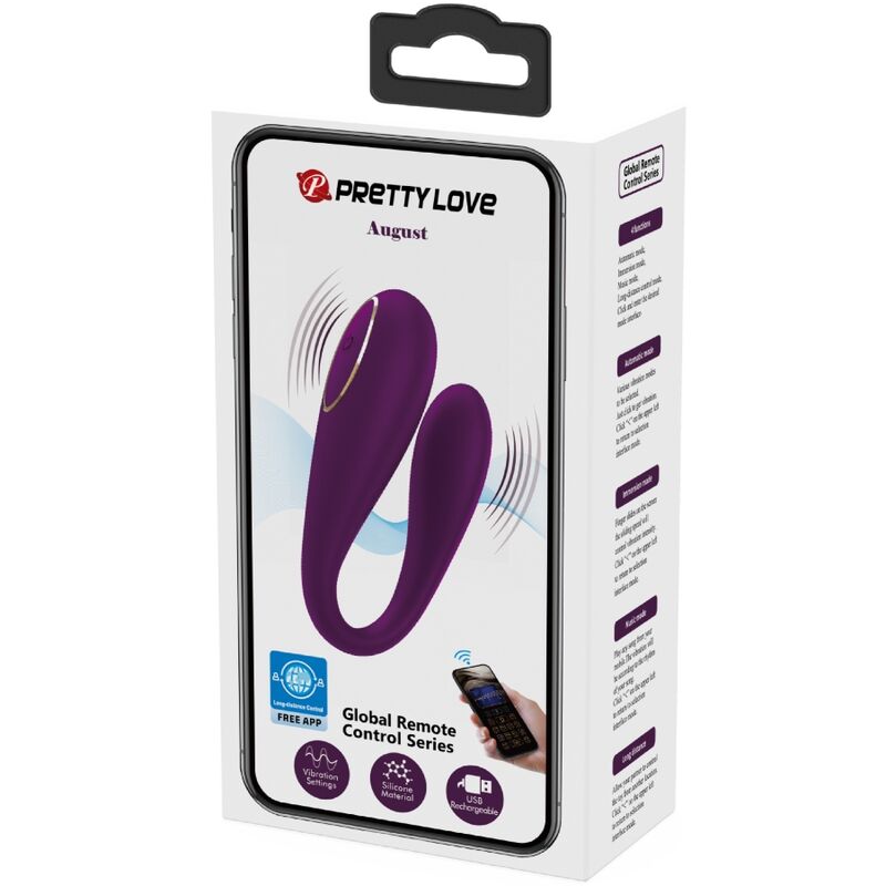 PRETTY LOVE - AUGUST REMOTE GLOBAL DOUBLE PLEASURE VIBRATOR - 2