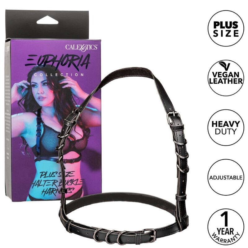 CALEXOTICS - EUPHORIA PLUS SIZE HALTER BUCKLE HARNESS BLACK - 4