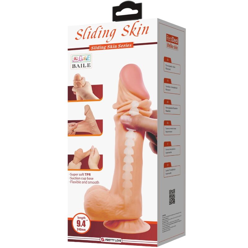 PRETTY LOVE - SLIDING SKIN SERIES REALISTIC DILDO WITH SLIDING SKIN SUCTION CUP 24 CM - 2