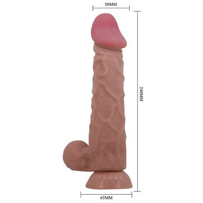 PRETTY LOVE - SLIDING SKIN SERIES REALISTIC DILDO WITH SLIDING SKIN SUCTION CUP BROWN 24 CM - 3