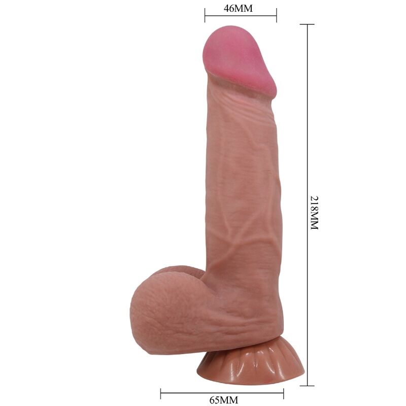 PRETTY LOVE - SLIDING SKIN SERIES REALISTIC DILDO WITH SLIDING BROWN SKIN SUCTION CUP 21.8 CM - 6
