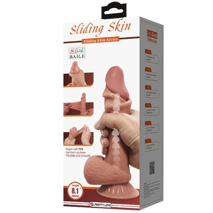 PRETTY LOVE - SLIDING SKIN SERIES REALISTIC DILDO WITH SLIDING BROWN SKIN SUCTION CUP 21.8 CM - 7