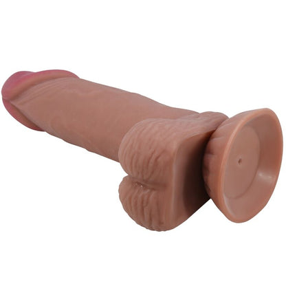 PRETTY LOVE - REALISTIC DILDO SLIDING SKIN SERIES WITH SLIDING SUCTION CUP IN BROWN LEATHER 19.4 CM