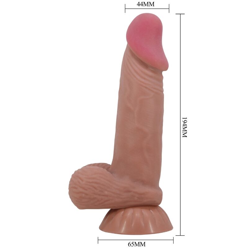 PRETTY LOVE - REALISTIC DILDO SLIDING SKIN SERIES WITH SLIDING SUCTION CUP IN BROWN LEATHER 19.4 CM
