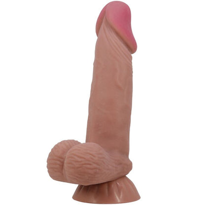 PRETTY LOVE - REALISTIC DILDO SLIDING SKIN SERIES WITH SLIDING SUCTION CUP IN BROWN LEATHER 19.4 CM
