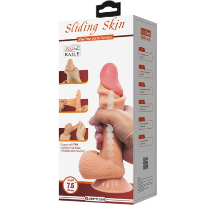 PRETTY LOVE - SLIDING SKIN SERIES REALISTIC DILDO WITH SLIDING SKIN SUCTION CUP 19.4 CM - 7