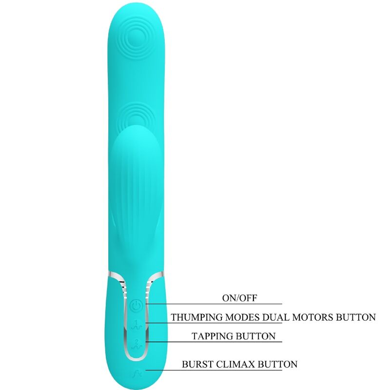 PRETTY LOVE - MULTIFUNCTIONAL VIBRATOR PERLITA 3 IN 1 G-SPOT AQUA GREEN