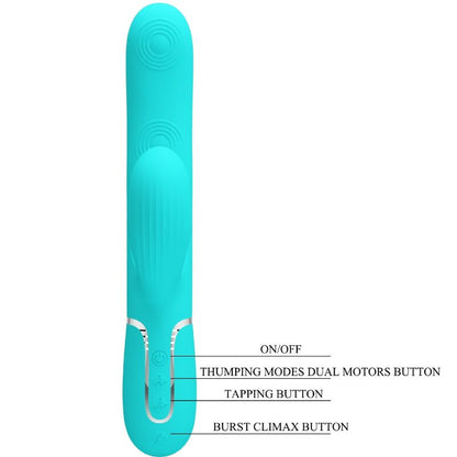 PRETTY LOVE - MULTIFUNCTIONAL VIBRATOR PERLITA 3 IN 1 G-SPOT AQUA GREEN