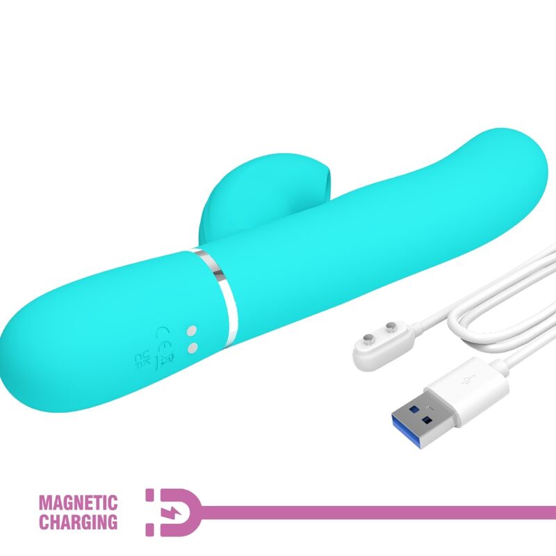 PRETTY LOVE - MULTIFUNCTIONAL VIBRATOR PERLITA 3 IN 1 G-SPOT AQUA GREEN