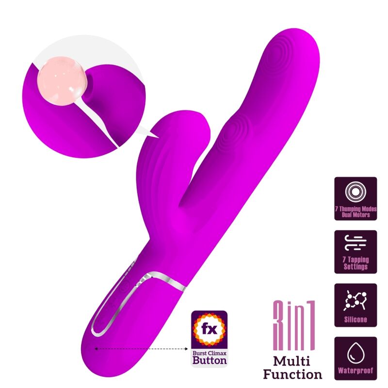 PRETTY LOVE - MULTIFUNCTIONAL VIBRATOR PERLITA 3 IN 1 G-SPOT PURPLE
