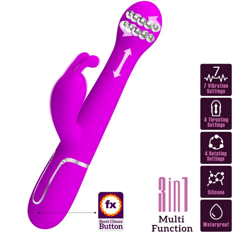 PRETTY LOVE - DEJON RABBIT VIBRATOR 3 IN 1 MULTIFUNCTION VIOLET - 2