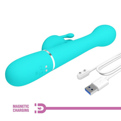 PRETTY LOVE - DEJON RABBIT VIBRATOR 3 IN 1 MULTIFUNCTION AQUA GREEN - 2