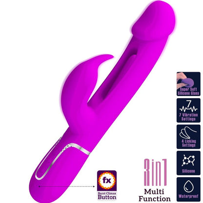 PRETTY LOVE - KAMPAS RABBIT 3 IN 1 MULTIFUNCTION VIBRATOR WITH TONGUE FUCHSIA - 8