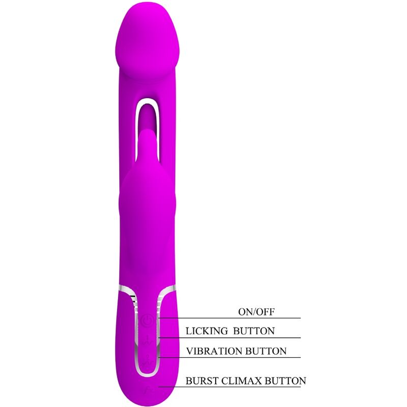 PRETTY LOVE - KAMPAS RABBIT 3 IN 1 MULTIFUNCTION VIBRATOR WITH TONGUE FUCHSIA - 7