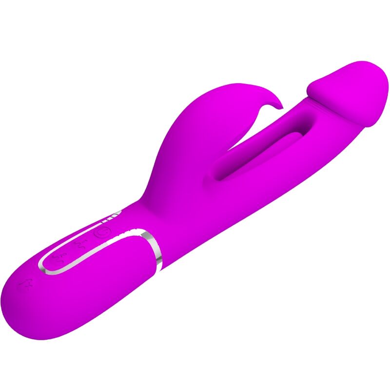 PRETTY LOVE - KAMPAS RABBIT 3 IN 1 MULTIFUNCTION VIBRATOR WITH TONGUE FUCHSIA - 3