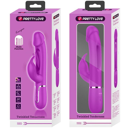 PRETTY LOVE - KAMPAS RABBIT 3 IN 1 MULTIFUNCTION VIBRATOR WITH TONGUE FUCHSIA - 1
