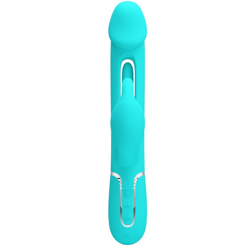 PRETTY LOVE - KAMPAS RABBIT 3 IN 1 MULTIFUNCTION VIBRATOR WITH TONGUE AQUA GREEN - 9