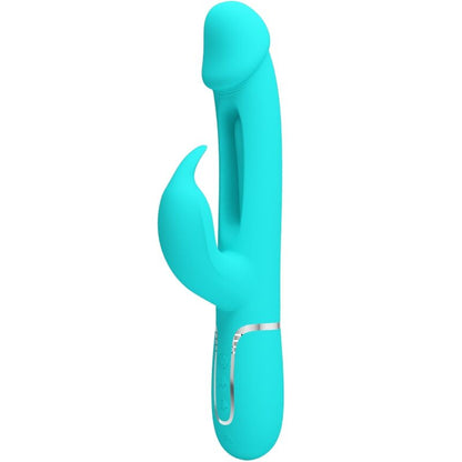 PRETTY LOVE - KAMPAS RABBIT 3 IN 1 MULTIFUNCTION VIBRATOR WITH TONGUE AQUA GREEN - 11