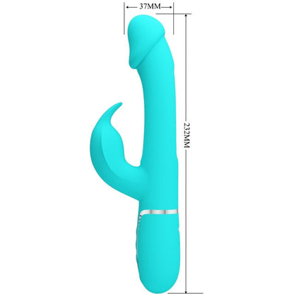 PRETTY LOVE - KAMPAS RABBIT 3 IN 1 MULTIFUNCTION VIBRATOR WITH TONGUE AQUA GREEN - 8