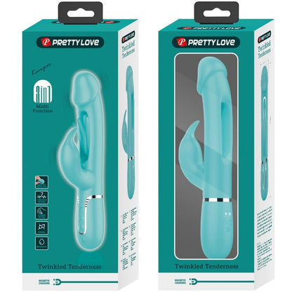 PRETTY LOVE - KAMPAS RABBIT 3 IN 1 MULTIFUNCTION VIBRATOR WITH TONGUE AQUA GREEN - 10